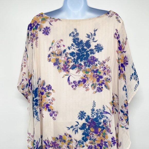 2/$30 Floral Print Pattern Flowy Draped Plus Blouse Top Semi Sheer Shirt 22W 24W - Picture 6 of 9